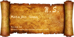 Matejko Soma névjegykártya